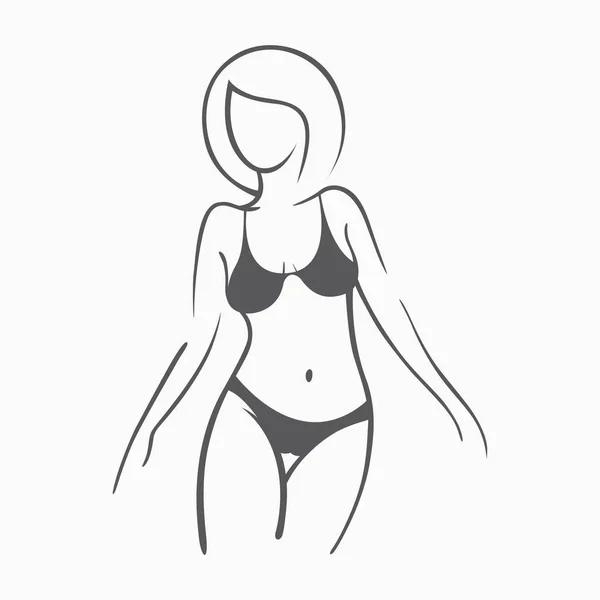 Chica desnuda fitness sexy con una figura elegante. Dama sexy íntima, modelo en pose. Precioso culo en traje de baño, bragas. Gráficos dibujados para el diseño, Fondo de abstracción — Archivo Imágenes Vectoriales