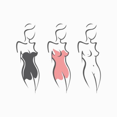 Şık bir rakam ile koleksiyonu seksi fitness çıplak kız. Samimi seksi Bayan, modeli bir poz. Güzel eşek elbise giymiş olarak, geceliği. Çizilmiş sanat grafik tasarım, arka plan için  
