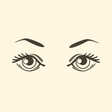 Grafik boyalı kadın göz. Güzellik ve moda, tıp logo. Tasarım için en iyi vektör simge. Düz illüstrasyon