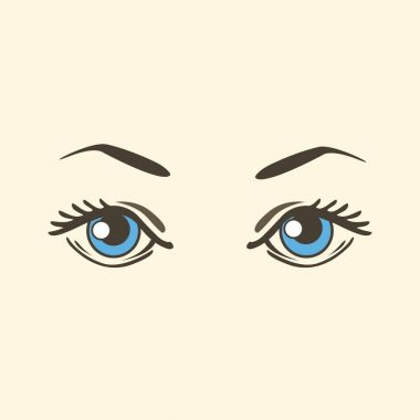 Grafik boyalı kadın göz. Güzellik ve moda, tıp logo. Tasarım için en iyi vektör simge. Düz illüstrasyon