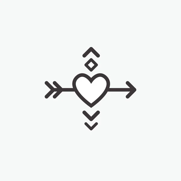 Dekoracyjne ikona na Walentynki. Element graficzny romantyczny serce i strzałki. Ilustracja wektorowa logo miłość — Wektor stockowy