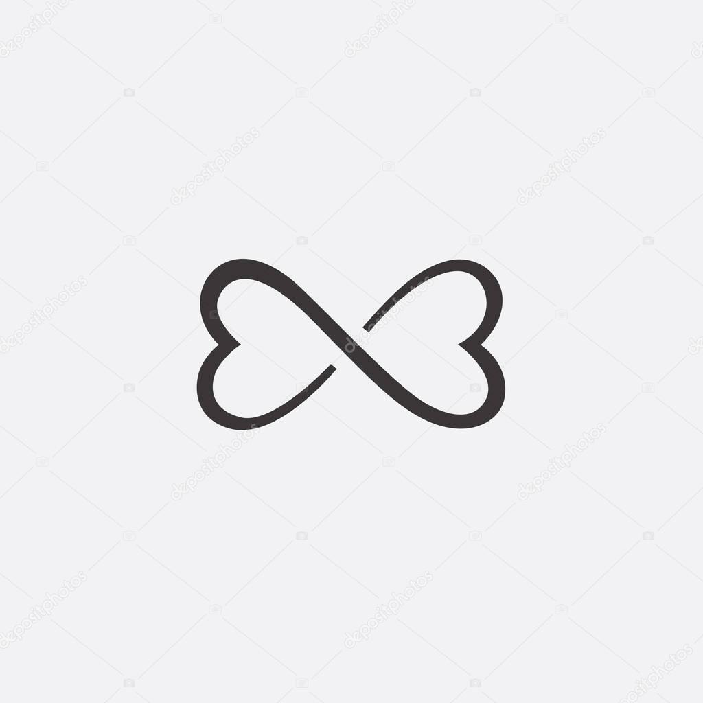 Graphic symbol of love is the heart in the sign of infinity. Vector illustration for Valentine's day or wedding. Logo for design