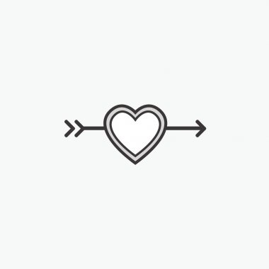 Sevgililer günü için dekoratif simgesi. Grafik romantik elemanı kalp ve ok. Logo aşk vektör çizim