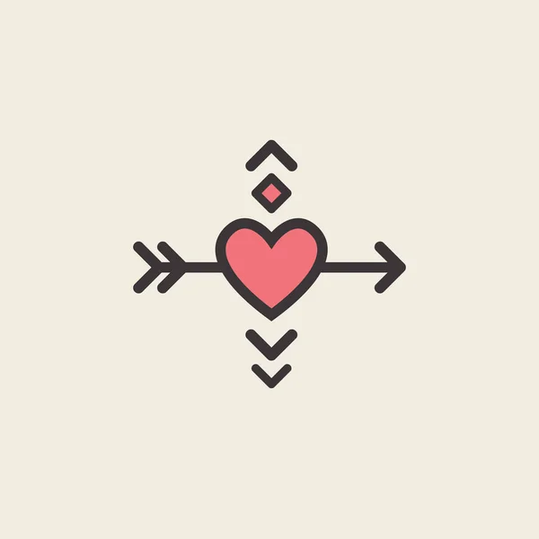 Icono decorativo para el Día de San Valentín. Elemento gráfico romántico Corazón y flecha. Logo amor vector ilustración — Archivo Imágenes Vectoriales