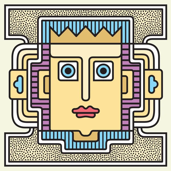 İnsan kafası. Vitray proje. Zarif avatar yüz şık soyut geometrik. Festival memphis vektör düz stil