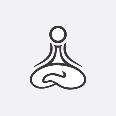 Yoga Logo soyut tasarım vektör şablonu doğrusal tarzı. Sağlık Spa meditasyon uyum kavramı. Adam lotus poz simgesi, illustratio