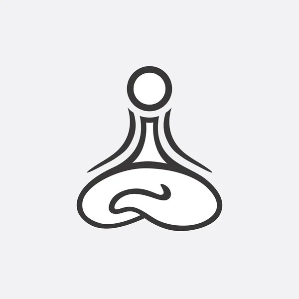 Modèle vectoriel de conception abstraite de logo de yoga Style linéaire. Santé Spa Méditation Harmony concept. Homme en lotus pose icône, illustration — Image vectorielle