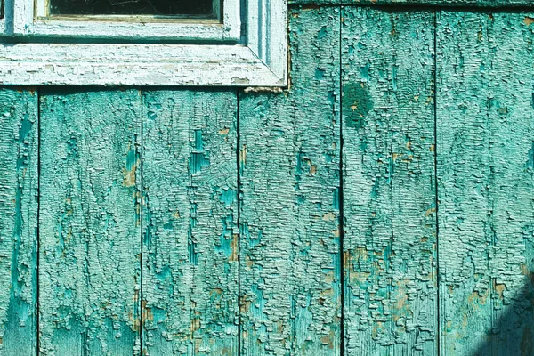 Ancient vintage wooden texture. A painted green, blue wall. Cracked paint. Grunge colored background for design. Stock Photo — Stock Photo, Image