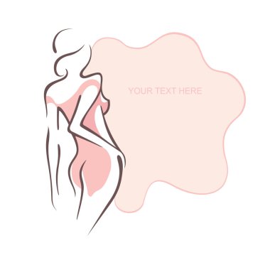 Güzel bir poz pembe elbiseli seksi kız. Moda ve güzellik. Vecto