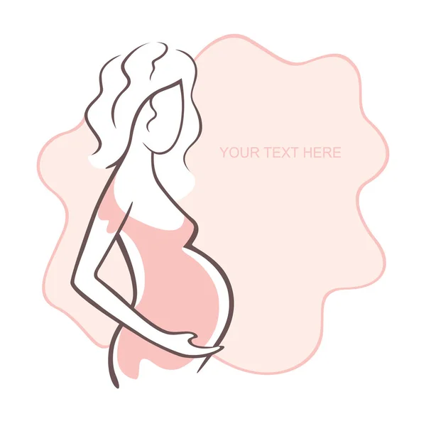Gravid kvinna i en klänning. Ung flicka - mor. Medicinsk bulletin. Vektorillustration, formuläret för texten. Flyer, banderoll, affisch för design — Stock vektor