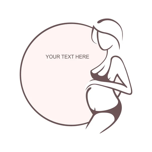 Έγκυος γυναίκα στο εσωρούχων. Σουτιέν, εσώρουχα. Νεαρή κοπέλα - η μητέρα. Ιατρικό δελτίο. Vector εικονογράφηση, τη μορφή του κειμένου. Banner, λογότυπο, Flyer, αφίσας για το σχεδιασμό — Διανυσματικό Αρχείο