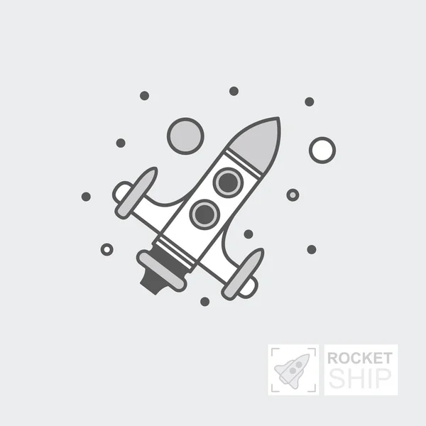 Start Up Business Outline Línea Vector Icono Arranque de cohetes. Nave espacial para el diseño. Plantilla de infografía. Ilustración plana — Vector de stock