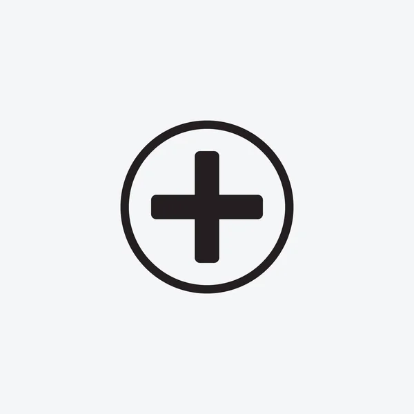 Symbolgrafik plus, Medizin. Schwarz-weißes Piktogramm für Webdesign. Vektor flache Abbildungen, Logo — Stockvektor