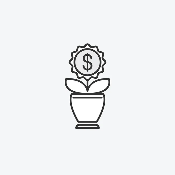 Flor de dinheiro, árvore isolada web plana ícone móvel. Ilustração gráfica vetorial. Logotipo, logótipo —  Vetores de Stock