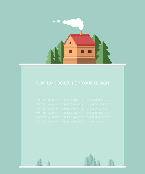 Formulier, sjabloon voor tekst. Een klein land-huis voor de flyer. Plat eenvoudige vectorillustratie, ontwerpen van webpagina 's — Stockvector