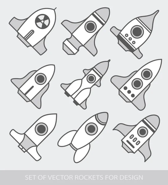 Set van raketten. Space ship start-up. Grafische elementen voor design. Vector icon set. vlakke afbeelding. — Stockvector