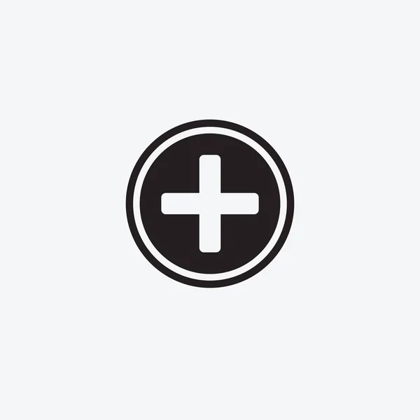 Imagen gráfica del icono Signo plus, medicina. Pictograma en blanco y negro para diseño web. Ilustraciones planas vectoriales, logo — Vector de stock