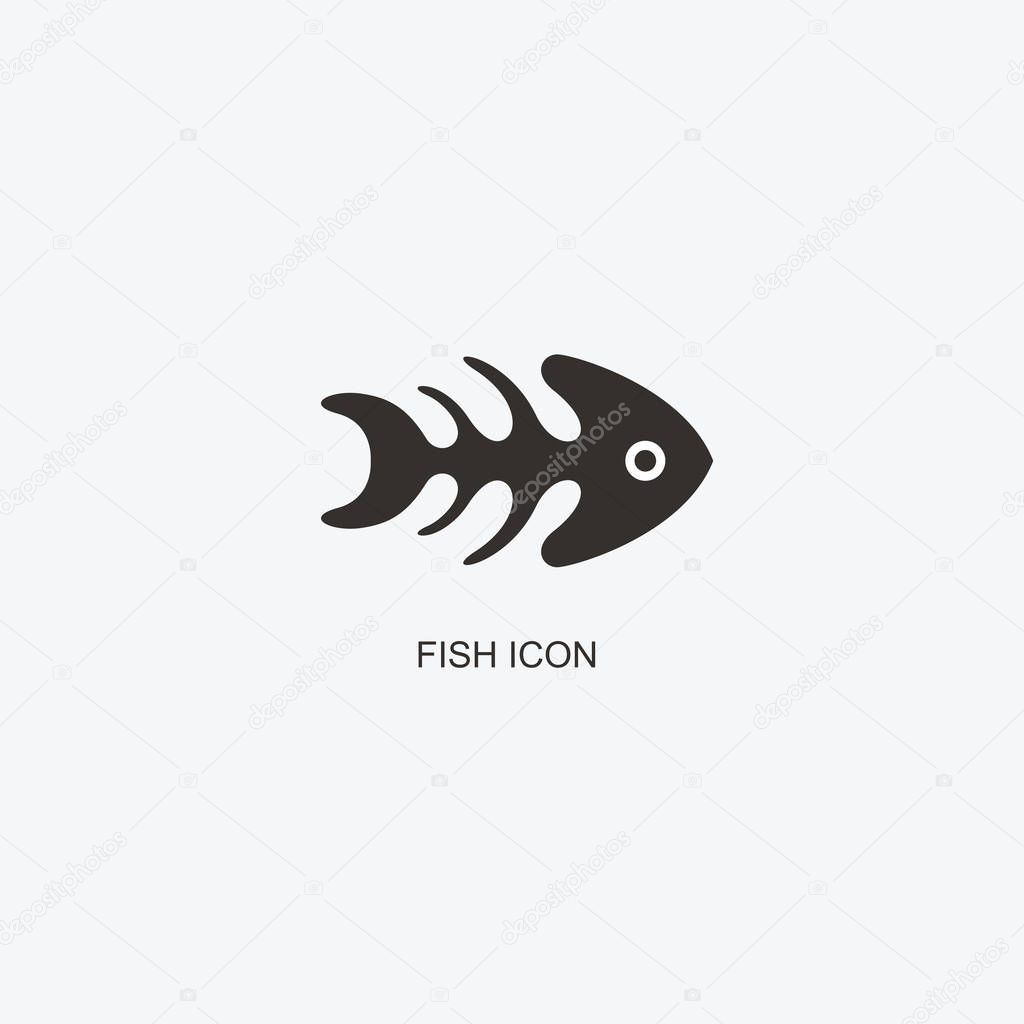 Fish and its skeleton pattern for design. Icon of seafood restaurant