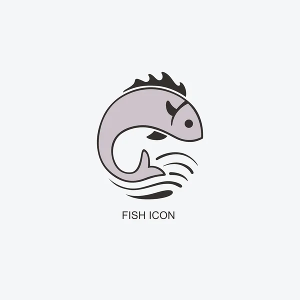 Modelo de logotipo de peixe para design. Ícone do restaurante de frutos do mar. Ilustração do estilo gráfico plano — Vetor de Stock