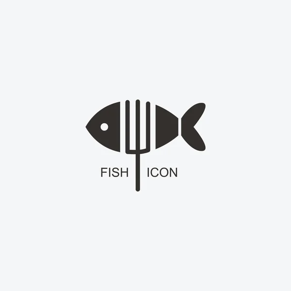 Fish logo template for design. Icon of seafood restaurant. Illus — Stock Vector