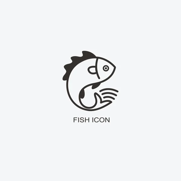 Modelo de logotipo de peixe para design. Ícone do restaurante de frutos do mar. Illus. — Vetor de Stock