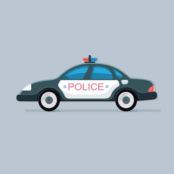 Polizeiauto-Ikone. Vektor-Auto mit Blaulicht der Polizei. flache Vektordarstellung isoliert für Design — Stockvektor
