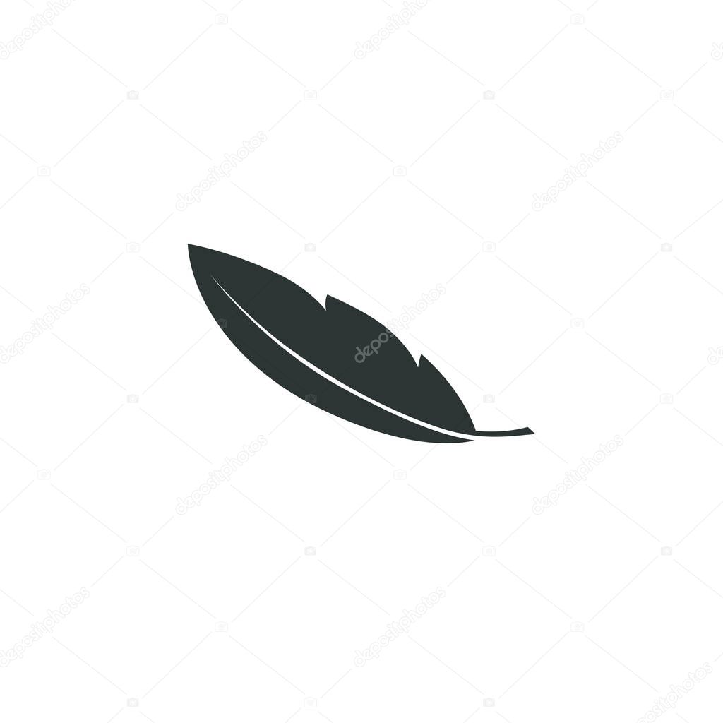 Feather vector icon isolated on white background. Pen for calligraphy and design. Graphic illustration