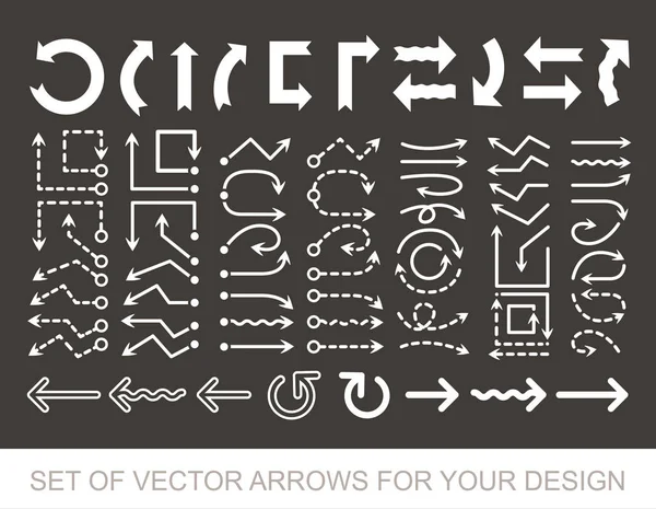 Diferentes iconos de Flechas negras, conjunto de vectores. Elementos abstractos para — Archivo Imágenes Vectoriales