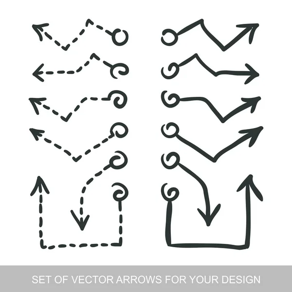 Diferentes iconos de Flechas negras, conjunto de vectores. Elementos abstractos para — Archivo Imágenes Vectoriales