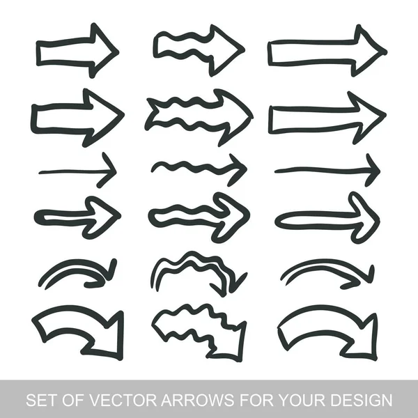 Diferentes iconos de Flechas negras, conjunto de vectores. Elementos abstractos para — Archivo Imágenes Vectoriales