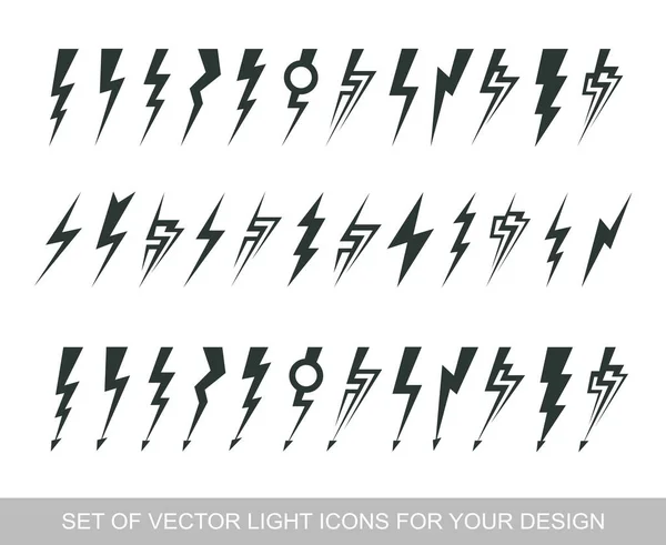 Lightning, electric power vector design element. Energy and thunder electricity symbol concept. Light bolt sign. Flash vector emblem template. Power fast speed logotype, logo — Stock Vector
