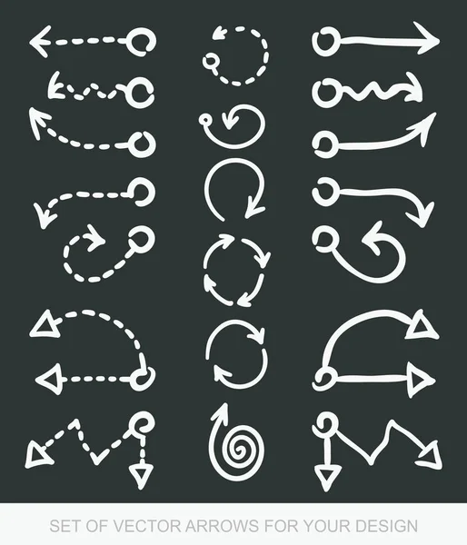 Different black Arrows icons, vector set. Abstract elements for — Stock Vector