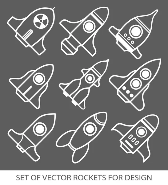 Set van raketten. Space ship start-up. Grafische elementen voor ontwerp — Stockvector