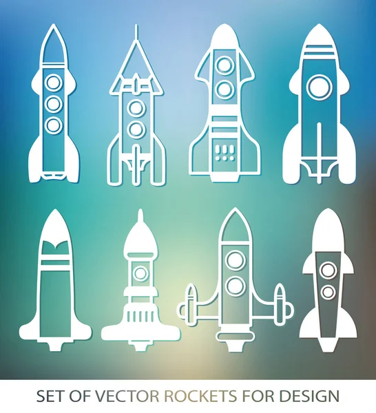 Set of rockets. Space ship start-up. Graphic elements for design