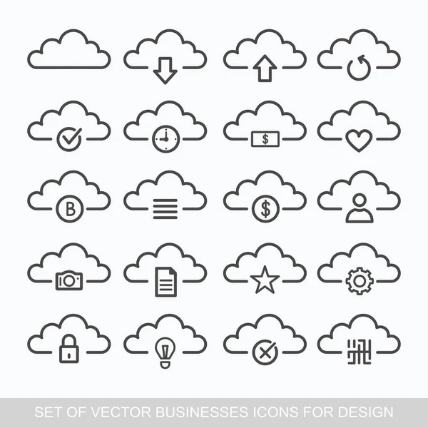 Conjunto simple de iconos de línea vectorial relacionados con la nube de computadora. Contiene: — Vector de stock