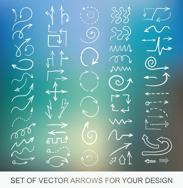 Ícones de setas pretas diferentes, conjunto de vetores. Elementos abstratos para — Vetor de Stock