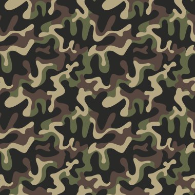 Sorunsuz askeri kamuflaj doku. Yeşil ordu avcılık, kamuflaj Tekstil ve tasarım için arka plan. Vektör grafik illüstrasyon. Moda stil