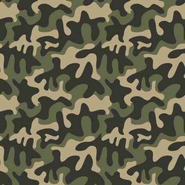 Sorunsuz askeri kamuflaj doku. Yeşil ordu avcılık, kamuflaj Tekstil ve tasarım için arka plan. Vektör grafik illüstrasyon. Moda stil