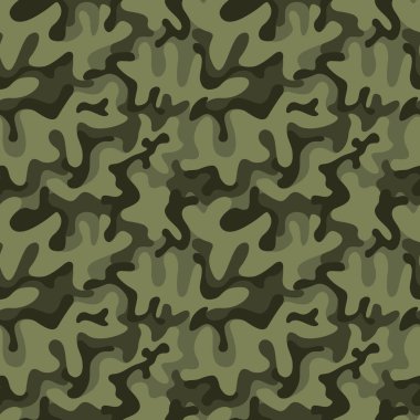 Sorunsuz askeri kamuflaj doku. Yeşil ordu avcılık, kamuflaj Tekstil ve tasarım için arka plan. Vektör grafik illüstrasyon. Moda stil