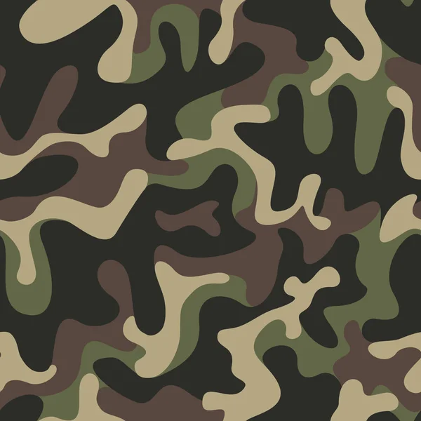 Textura de camuflagem militar sem costura. Exército caça verde, fundo de camuflagem para têxteis e design. Ilustração gráfica vetorial. Estilo na moda —  Vetores de Stock