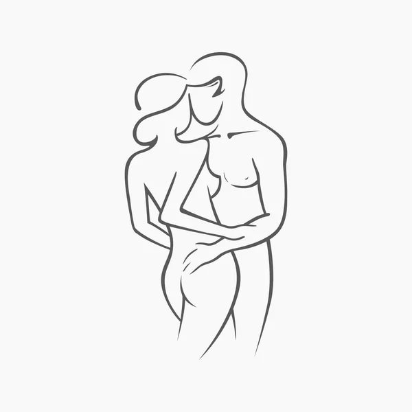 Happy newlyweds hug and kiss. Kama sutra sexual pose. Sex poses illustration of man and woman on white background. Vector graphic icon — Stock Vector