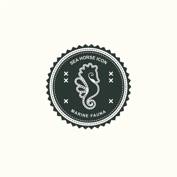 Винтажная икона морского коня. Океанические иконы. Эмблема, печать с животными. Векторная графическая иллюстрация. Логотип, логотип — стоковый вектор