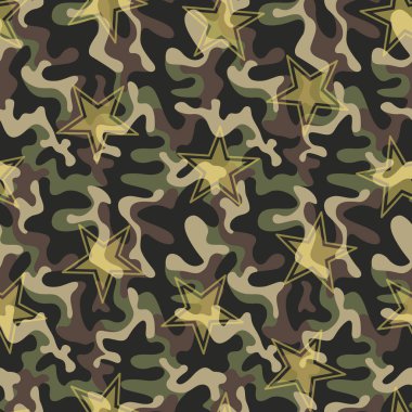 Seamless military camouflage texture. Army green hunting, camouflage background for textiles and design. Vector graphic illustration. Fashionable style clipart