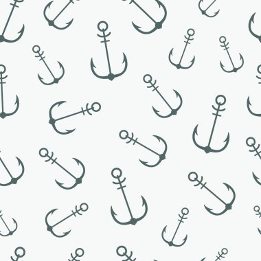 Basit grafik seamless modeli deniz Temalar. Kağıt doku tasarımı için kaydırma gemi demiri. Oceanic vektör arka plan, duvar kağıdı yinelenen
