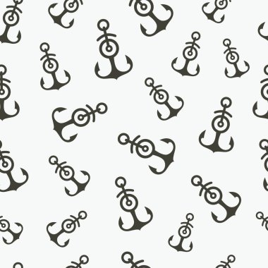 Basit grafik seamless modeli deniz Temalar. Kağıt doku tasarımı için kaydırma gemi demiri. Oceanic vektör arka plan, duvar kağıdı yinelenen