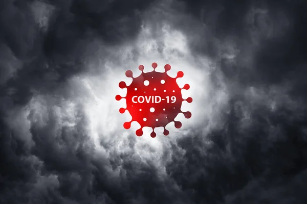 Попередження Про Страшний Вірус Covid Світова Пандемія Коронавірусом Covid19 Місто — стокове фото