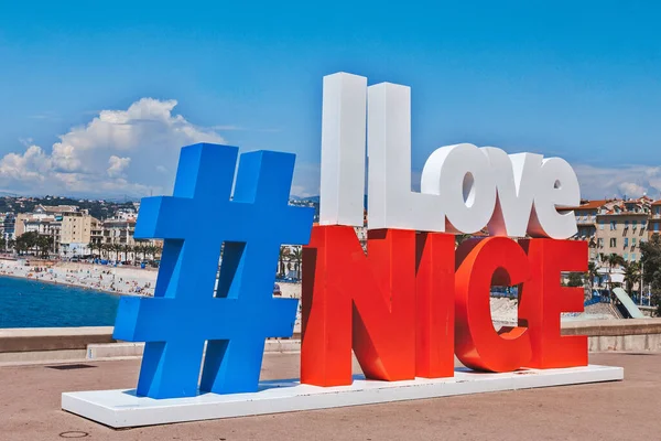 Hashtag Love Nice Sign View English Promenade — Φωτογραφία Αρχείου