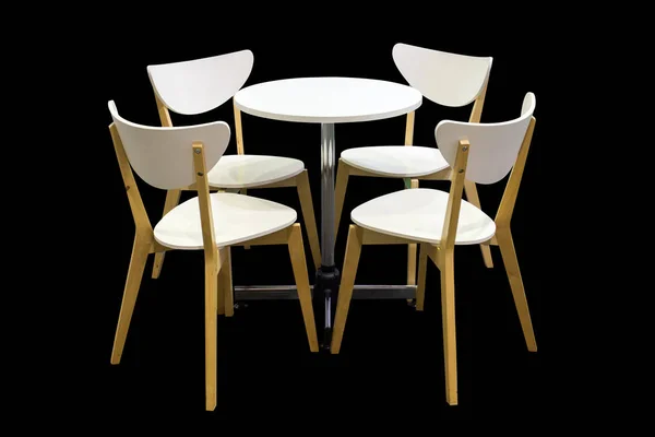 Wooden chairs on black background. — Stock Photo, Image