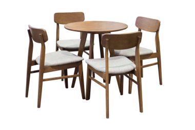 Beyaz Arkaplanda Tahta Sandalyeler.