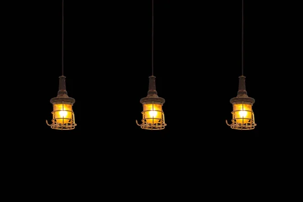 Винтажная Потолочная Лампа Черном Фоне — стоковое фото